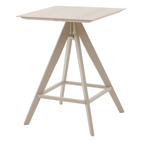 HESPERIDE - Table haute de jardin carrée "Terzano" vanille & argile 2 places en aluminium - large