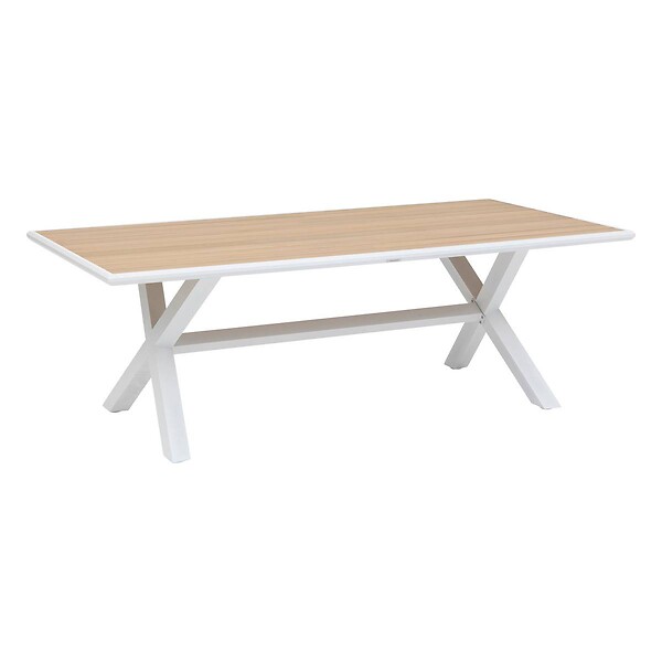 HESPERIDE - Table de jardin "Axiome" eucalyptus & blanc 8 places - large