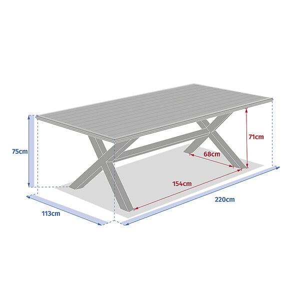 HESPERIDE - Table de jardin "Axiome" eucalyptus & blanc 8 places - large
