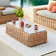 HESPERIDE - Table basse de jardin rectangulaire "Savinia tahini" 126x64x33cm en aluminium traité époxy - vignette