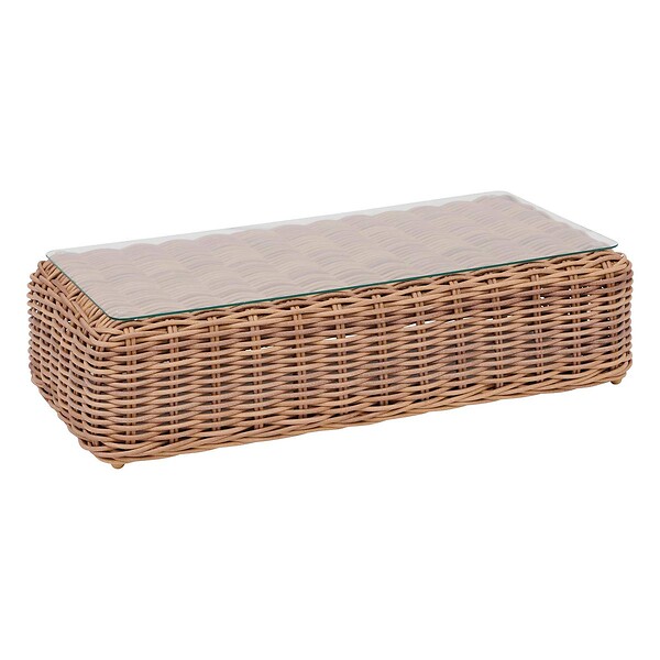 HESPERIDE - Table basse de jardin rectangulaire "Savinia tahini" 126x64x33cm en aluminium traité époxy - large