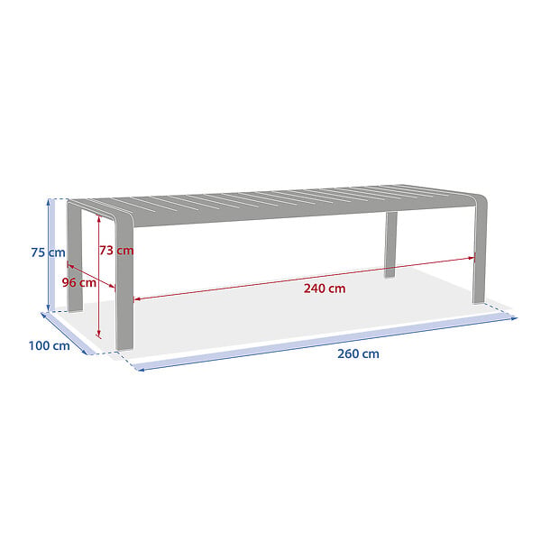 HESPERIDE - Table de jardin "Domilly" café 10 places en aluminium - large