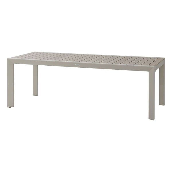 HESPERIDE - Table de jardin "Évasion" effet bois lin & argile 8 places lates en aluminium - large