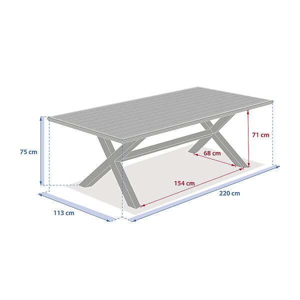 HESPERIDE - Table de jardin "Axiome" praline & marron 8 places en aluminium - large
