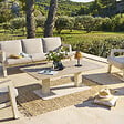 HESPERIDE - Table de jardin relevable rectangulaire "Salimia" argile & lin 150 x 80 x 69cm en aluminium - vignette
