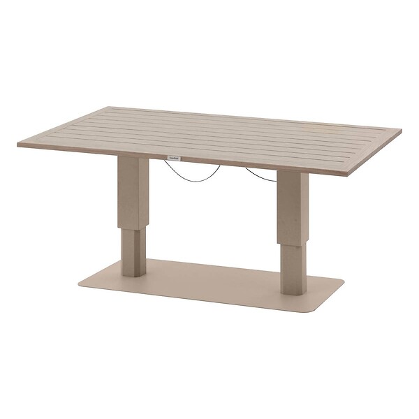 HESPERIDE - Table de jardin relevable rectangulaire "Salimia" argile & lin 150 x 80 x 69cm en aluminium - large