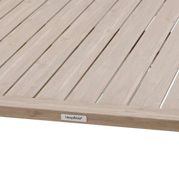 HESPERIDE - Table de jardin relevable rectangulaire "Salimia" argile & lin 150 x 80 x 69cm en aluminium - large