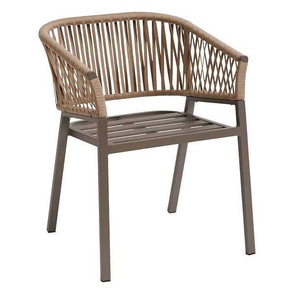 HESPERIDE - Lot de 2 fauteuils de jardin "Oriengo" miel & praline en aluminium et mailles tressées - large