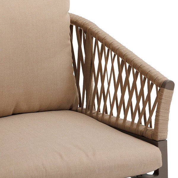 HESPERIDE - Lot de 2 fauteuils de jardin "Oriengo" miel & praline en aluminium et mailles tressées - large