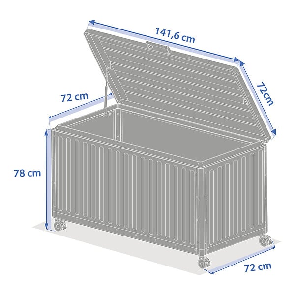 HESPERIDE - Coffre de rangement "Edenio" graphite M 141,6 x 72 x 78cm en aluminium - large