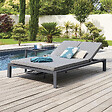 HESPERIDE - Lit de piscine double "Evasion" anthracite & graphite 2 places en aluminium traité époxy - vignette