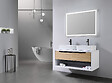 LUXURYBAIN - LuxuryBain- Meuble de salle de bain double vasque 120cm bois et blanc avec miroir LED LB-8153-120 - vignette