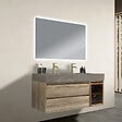 LUXURYBAIN - Meuble salle de bain double vasque 120cm bois et effet marbre marron avec miroir LED LB-8512M-120 - vignette