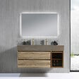 LUXURYBAIN - Meuble salle de bain double vasque 120cm bois et effet marbre marron avec miroir LED LB-8512M-120 - vignette