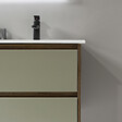 LUXURYBAIN - LuxuryBain - Meuble de salle de bain double vasque 120cm bois et vert avec miroir led - vignette