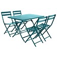 HESPERIDE - Table de jardin pliante rectangulaire "Greensboro" bleu canard 4 places en acier traité époxy - vignette