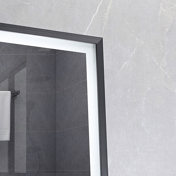 LUXURYBAIN - LuxuryBain- Miroir de salle de bain LED 120x60cm anti buée avec cadre en aluminium noir LB-126080-60-120 - large