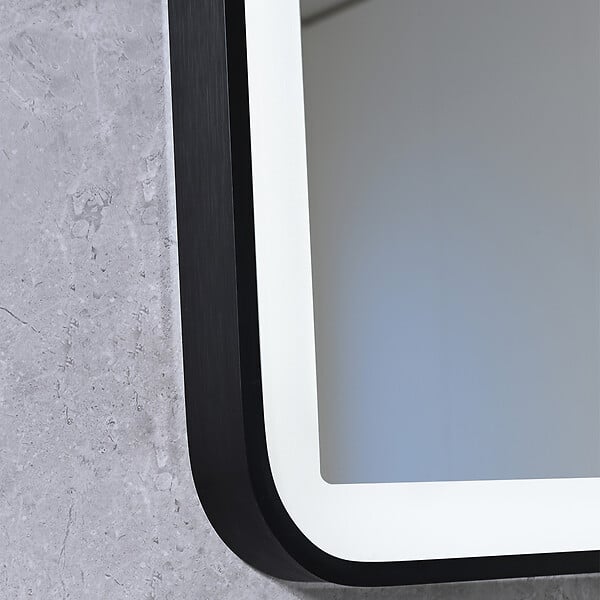 LUXURYBAIN - Miroir salle de bain LED 120x60cm anti buée avec cadre en aluminium noir et loupe x3 LB-4685B - large