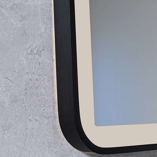 LUXURYBAIN - Miroir salle de bain LED 120x60cm anti buée avec cadre en aluminium noir et loupe x3 LB-4685B - large