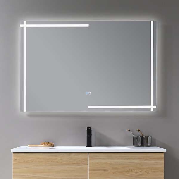 LUXURYBAIN - Miroir salle de bain LED 120x60cm anti buée et LED 3 couleurs LB-4693 - large
