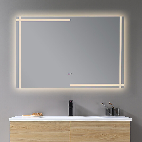 LUXURYBAIN - Miroir salle de bain LED 120x60cm anti buée et LED 3 couleurs LB-4693 - large
