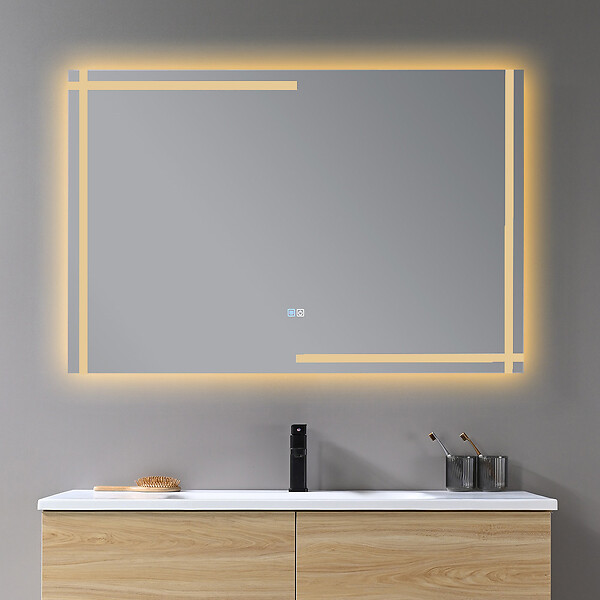 LUXURYBAIN - Miroir salle de bain LED 120x60cm anti buée et LED 3 couleurs LB-4693 - large