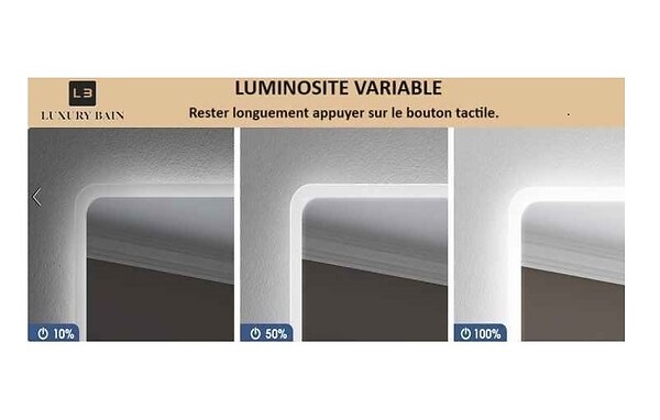 LUXURYBAIN - LuxuryBain- Miroir de salle de bain LED ovale 60x80cm à luminosité variable ovale - large
