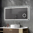 LUXURYBAIN - Miroir salle de bain LED 90x60cm anti buée avec LED 3 couleurs et loupe x3 LB-3612 - vignette