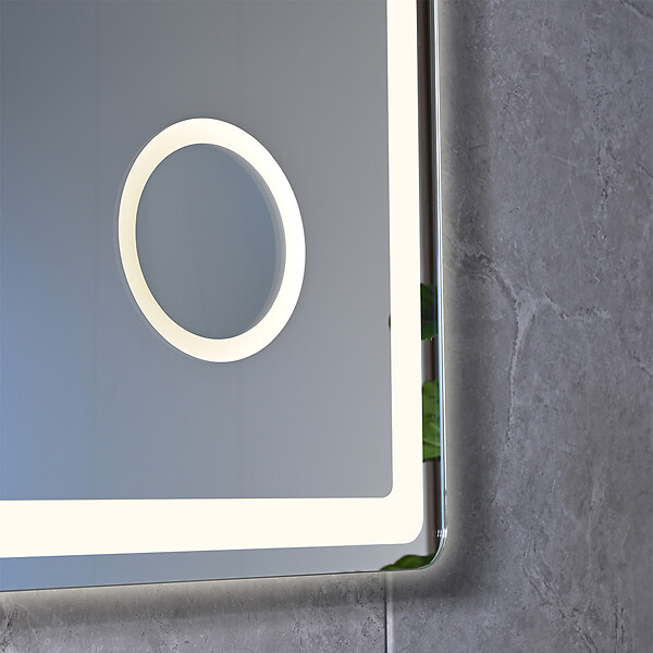 LUXURYBAIN - Miroir salle de bain LED 90x60cm anti buée avec LED 3 couleurs et loupe x3 LB-3612 - large