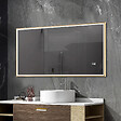 LUXURYBAIN - Miroir salle de bain LED 110x60cm anti buée avec cadre doré LB-126080G - vignette