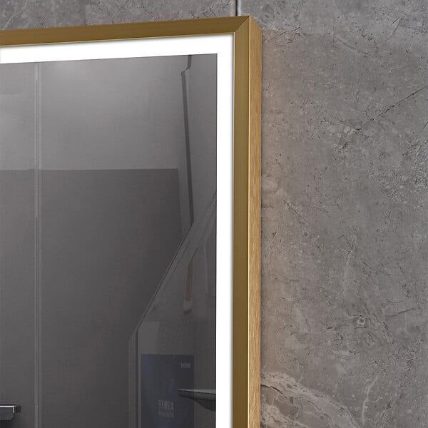LUXURYBAIN - Miroir salle de bain LED 110x60cm anti buée avec cadre doré LB-126080G - large