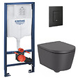 GROHE - Grohe Pack WC Bâti-support + WC Roca Inspira onyx sans bride fixations invisibles + Abattant + Plaque noire (RapidSLInspiraO-KF0) - vignette