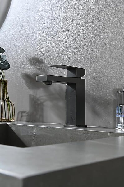 LUXURYBAIN - LuxuryBain- Robinet, mitigeur de lavabo pour salle de bain carré (Gris brossé) - large