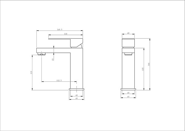 LUXURYBAIN - Robinet, mitigeur de lavabo pour salle de bain carré (Noir) - large