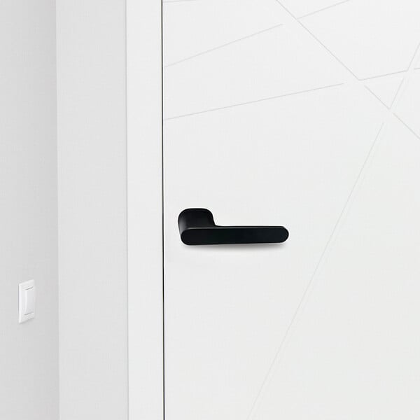 SECURY-T - Poignées de porte sur rosace oblongue noir mat - Modèle Marina - large