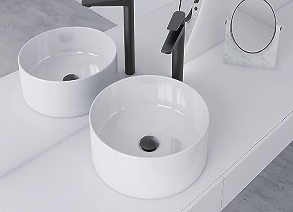 LUXURYBAIN - Bonde de Lavabo universelle avec trop plein noir, vasque, evier, Bonde Pop Up (push-up) Automatique - large