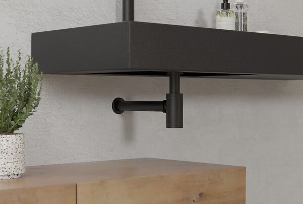 LUXURYBAIN - LuxuryBain - Siphon de lavabo design Universel 1 1/4 x 32mm,Syphon Réglable, Anti Odeur (Noir) - large