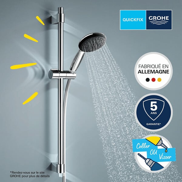 GROHE - Mitigeur bain mécanique Bauloop avec ensemble de douche Vitalio Start avec colonnettes - large