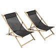 OVIALA - Lot de 2 chiliennes en aluminium inclinable 4 positions noir - Palaos - vignette