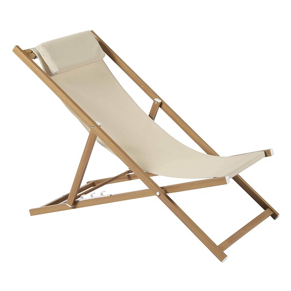 OVIALA - Lot de 2 chiliennes en aluminium inclinable 4 positions écru - Palaos - large