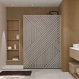 AURLANE - Paroi de douche 140x200 HINATA - Style Japandi Geometrique - Cadre Effet Bois - Verre 6mm - vignette