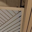 AURLANE - Paroi de douche 140x200 HINATA - Style Japandi Geometrique - Cadre Effet Bois - Verre 6mm - vignette