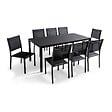 OVIALA - Ensemble table de jardin et 8 chaises avec plateau verre noir - Ajaccio - vignette