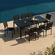 OVIALA - Ensemble table de jardin et 8 chaises avec plateau verre noir - Ajaccio - vignette