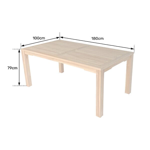 HAPPY GARDEN - Table rectangulaire 180cm en teck JAVA - large