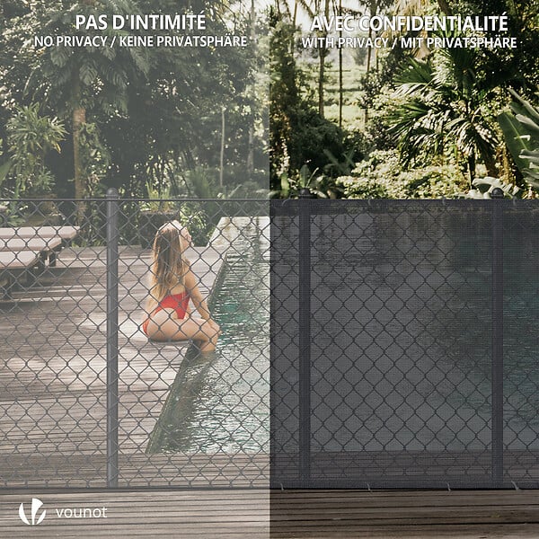 VOUNOT - Brise vue occultant en HDPE 90g/m² 1x20m avec attaches de fixation anthracite - large