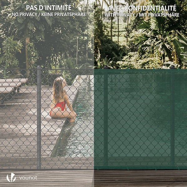 VOUNOT - Brise vue occultant en HDPE 90g/m² 1.8x20m avec attaches de fixation vert - large