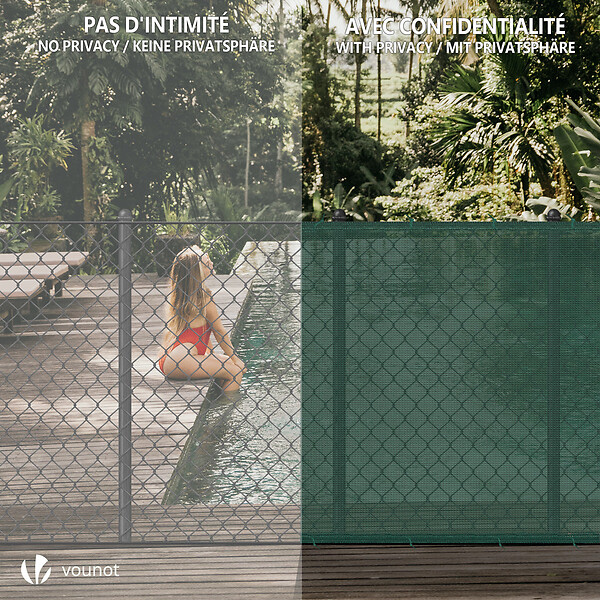 VOUNOT - Brise vue occultant en HDPE 90g/m² 1x10m avec attaches de fixation vert - large