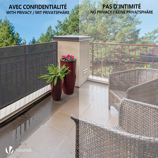 VOUNOT - Brise vue occultant en HDPE 90g/m² 1.5x10m avec attaches de fixation anthracite - large