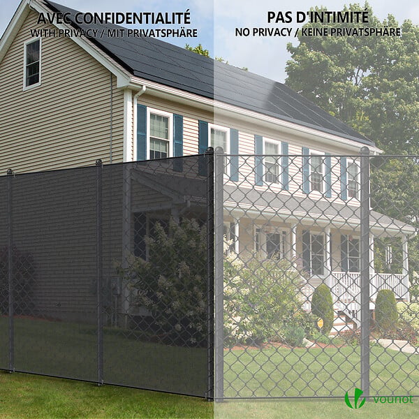 VOUNOT - Brise vue occultant en HDPE 90g/m² 1.8x10m avec attaches de fixation anthracite - large